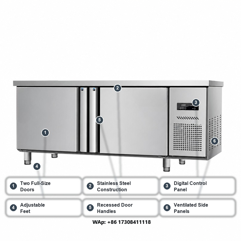 Commercial Kitchen Worktops - Lemari Pendingin dengan Meja Kerja Baja