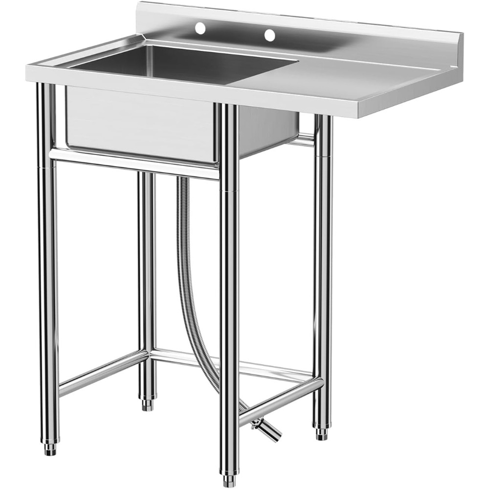 Commercial Kitchen Worktops - Wastafel Stainless Steel, 36x21x40 Inci, Set